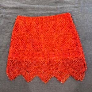 Banana Republic Vibrant Orange Lace Mini Skirt